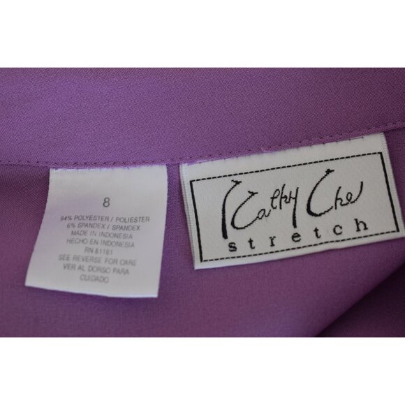 Vintage 90s Purple Stretch Blouse by Kathy Chen | size 8 - Picture 8 of 10